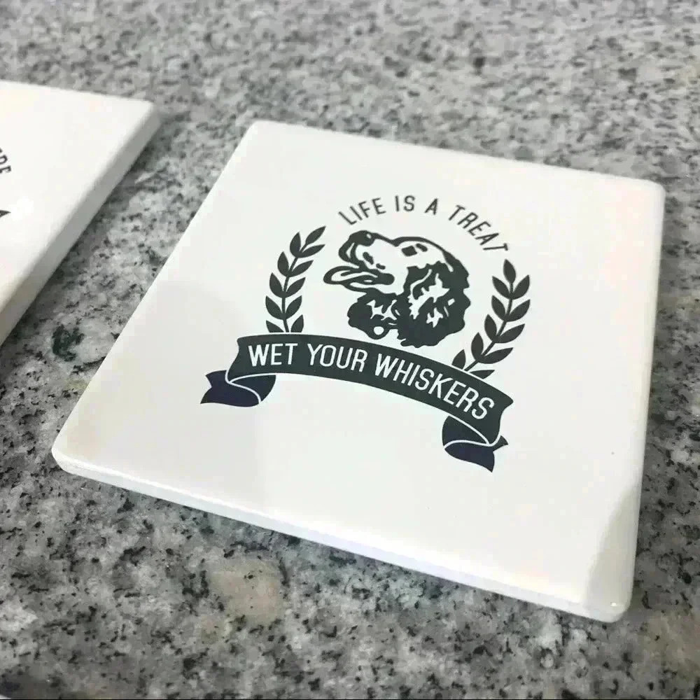 Set of 6 white dog lover coasters - Picture 3 of 8